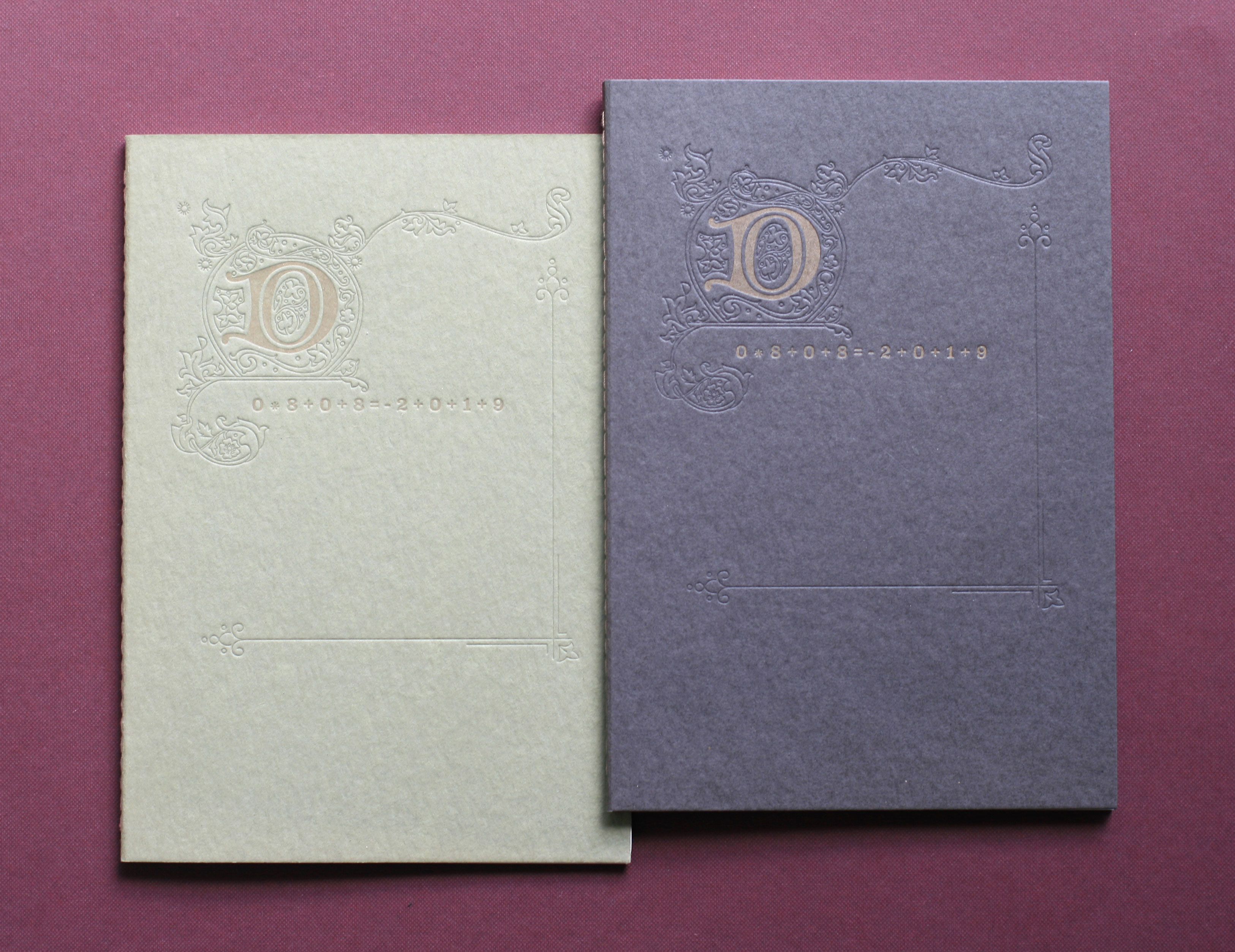 Personalised Notebooks - Opaque white letterpress and Wild Green and Brown